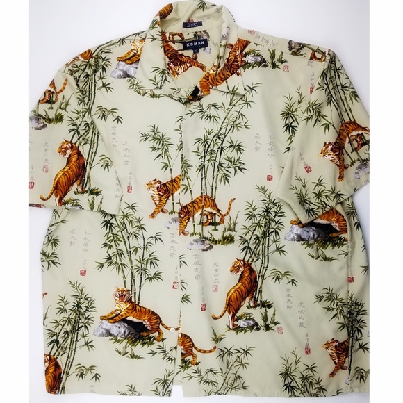 Tommy Hilfiger Other - 3X Koman Sport Asian Tigers Bamboo Design Hawaiian